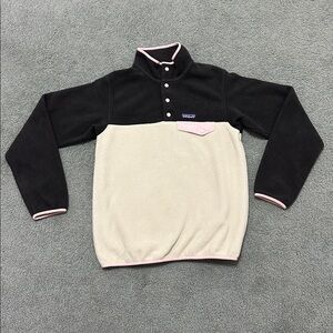 Patagonia Synchilla Snap T Fleece Pullover Black Cream Pink Rare Colorway